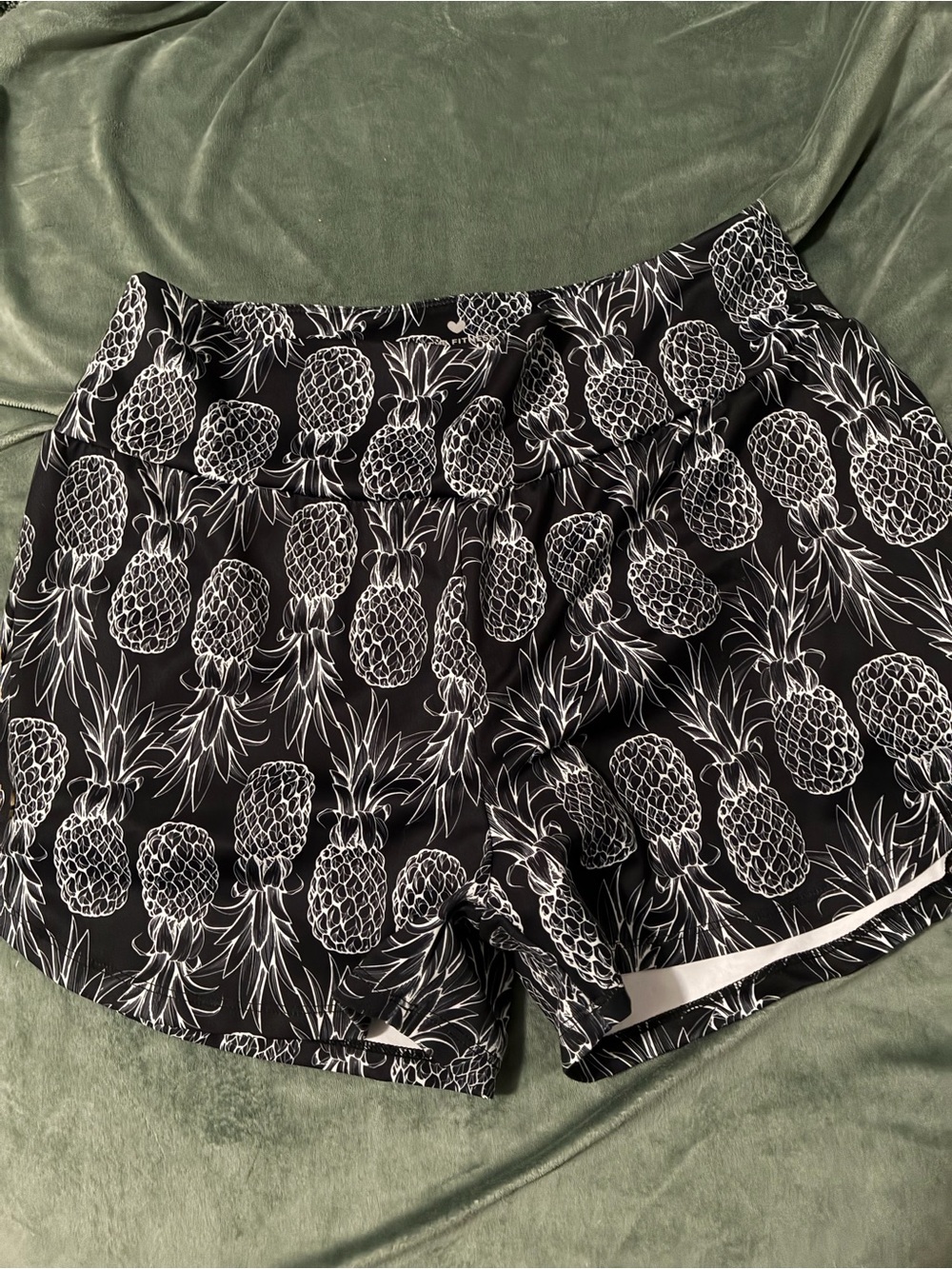 Women’s Navy Blue Pineapple-Print Athletic Shorts